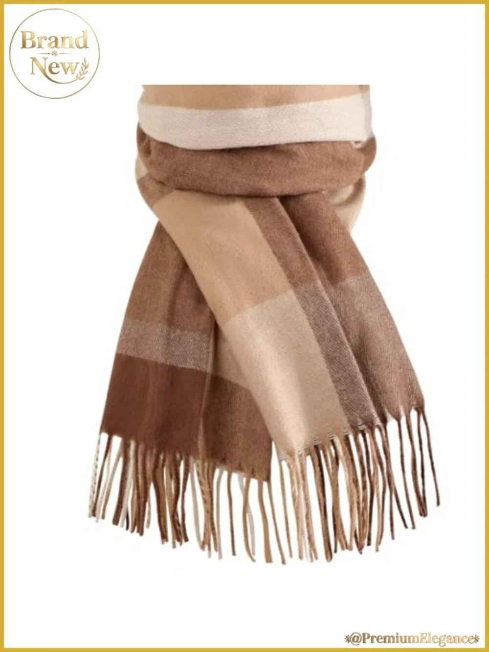 Women's Winter Plaid Blanket Scarf Cozy Pashmina Shawl Tassel